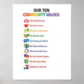 Poster Nosso Cartaz de Dez Valores Comunitários 8.5x11 – 