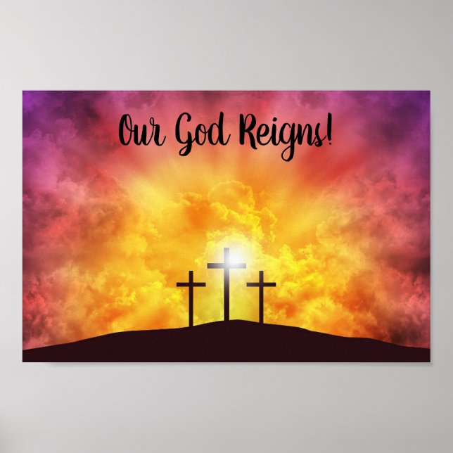 Poster Nosso Deus Reina Cartaz Gloss Premium Canvas (Frente)