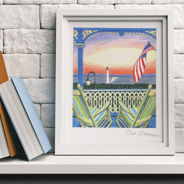 Pôster Nosso Farol de Porch da Casa de Praia de Dream (Criador carregado)