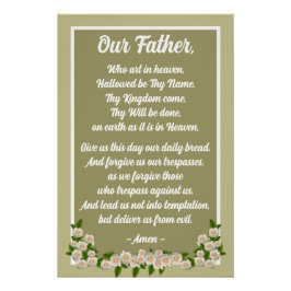 Pôster Nosso Pai Prayer Matthew 6:9-13 Poster Dourado