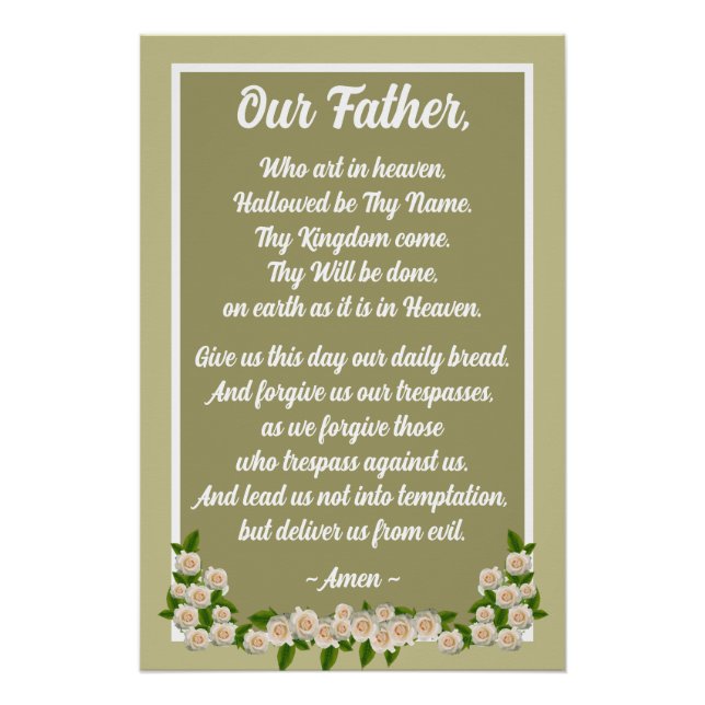 Pôster Nosso Pai Prayer Matthew 6:9-13 Poster Dourado (Frente)