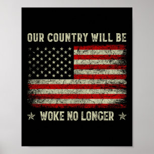 Poster Nosso País Não Será Mais Woke Trump 2025 Vint