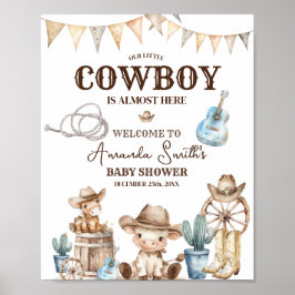Poster Nosso Pequeno Cowboy Wild West Chá de fraldas Bem-
