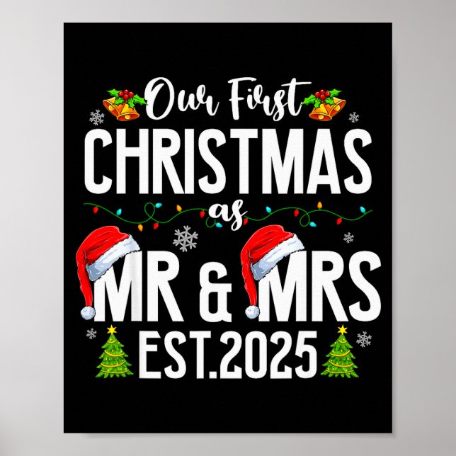 Poster Nosso Primeiro Natal Como Sr &amp; Sra 2025 Casado (Frente)