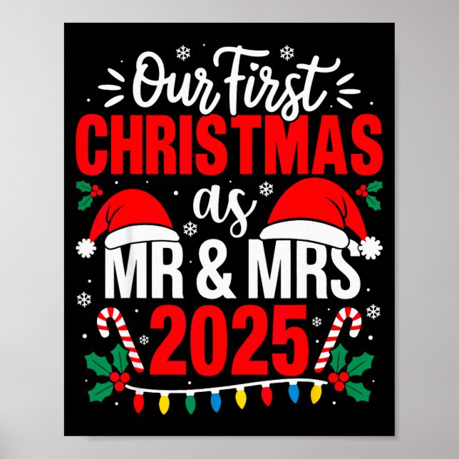 Poster Nosso Primeiro Natal como Sr. e Sra. 2025 Fofo Cas (Frente)