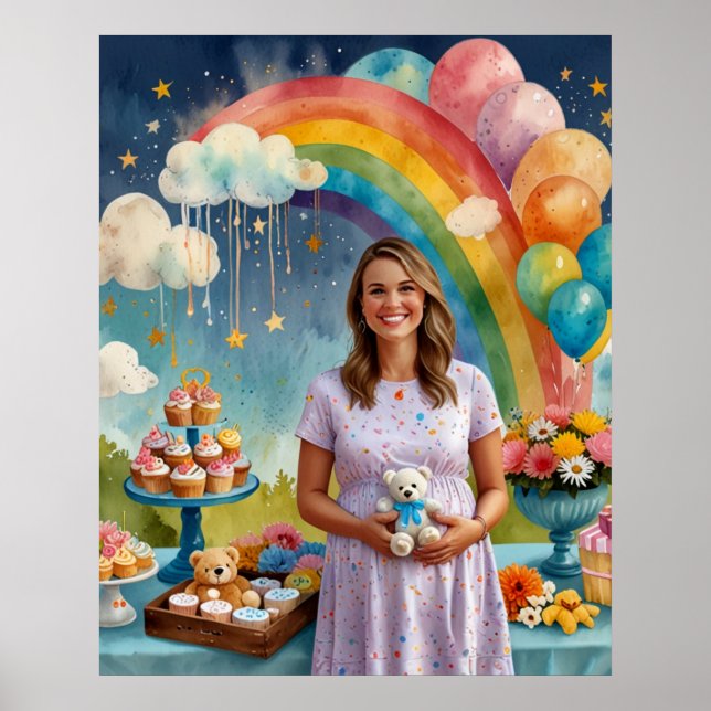 Poster Nosso Rainbow Baby está Vindo Cena de Jardim (Frente)