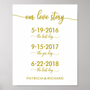 Poster Nosso Sinal de Casamento Dourado da História do Am