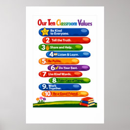 Poster Nossos Dez Valores de Sala de Aula – Cartaz 24x36