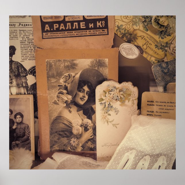 Poster Nostalgic Glamor: Retratos Russos Vintage. (Frente)