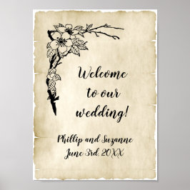 Poster Nostalgic Vintage Floral Weding Welcome