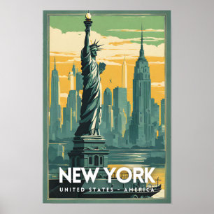 Poster Nostálgica da Estátua da Liberdade em Nova Iorque