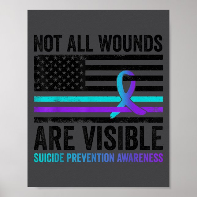 Poster Not All Wounds Are Visible American Flag Suicide P (Frente)