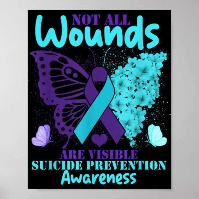 Poster Not All Wounds Are Visible Suicide Awareness  (Frente)