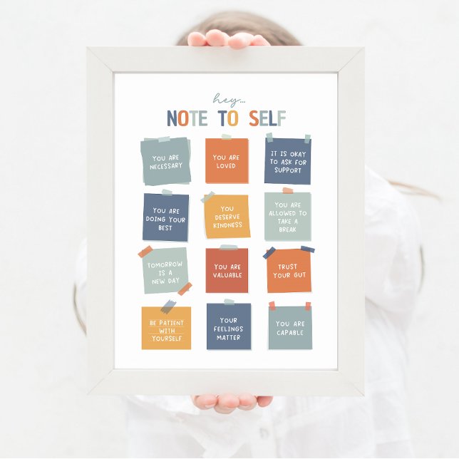 Poster Nota para Self 18"X24" (note to self, mental health, daily reminders, note to self, self care poster, mental health boho)