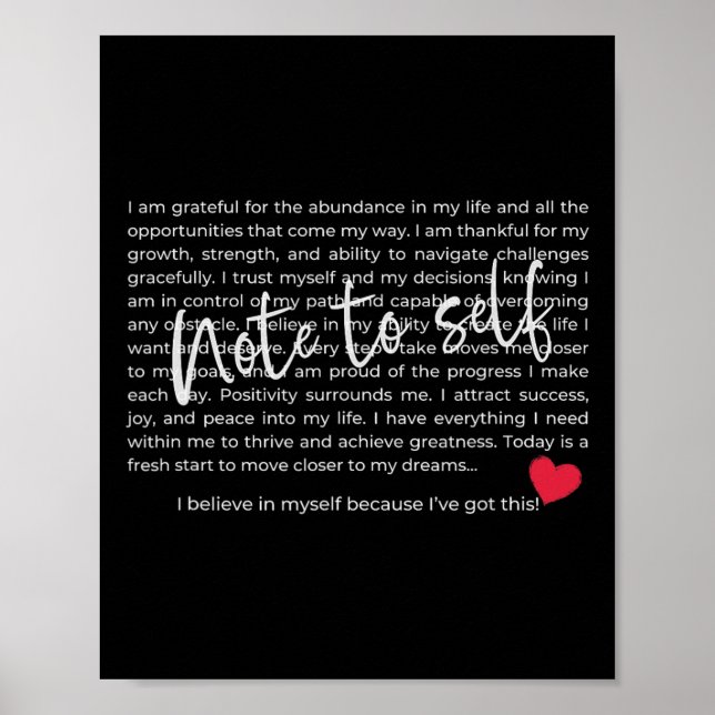Poster Nota Para Si Mesmo, Afirmações Positivas, Citações (Frente)