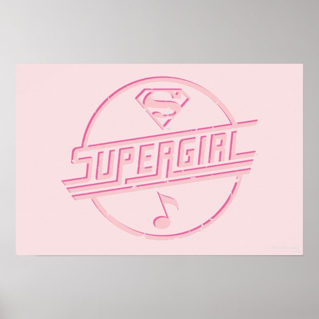 Pôster Nota sobre Música Rosa Supergirl (Frente)