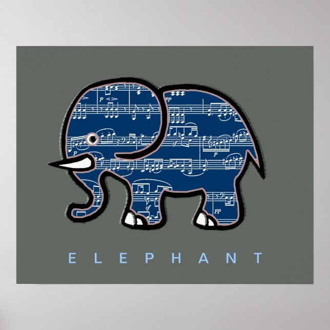 Poster notas de elefante e música (Frente)