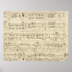 Pôster Notas de música antigas - Chopin Music Sheet