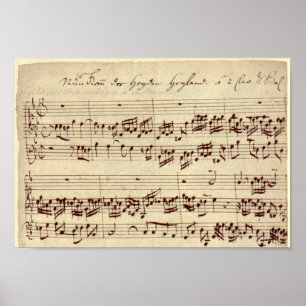 Pôster Notas de Música Antigas - Folha de Música Bach