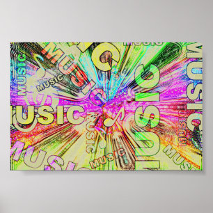 Pôster Notas de música coloridas