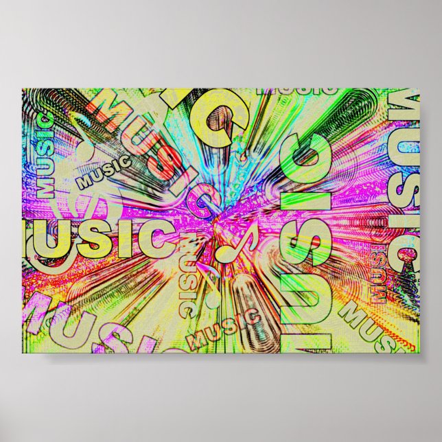 Pôster Notas de música coloridas (Frente)