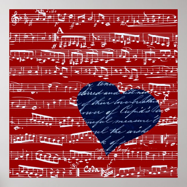 Pôster Notas de música vermelha (Frente)