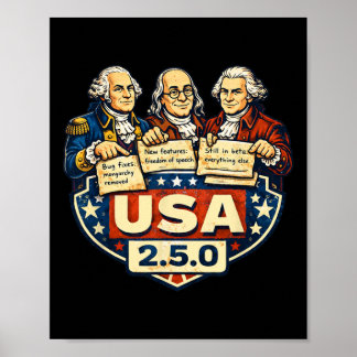 Poster Notas de Patch 2.5.0 Pais Fundadores Engraçados
