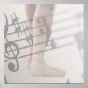 Poster notas musicais de calçados de balé