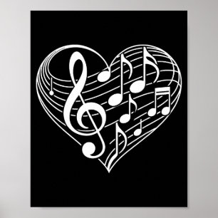 Poster Notas Musicais em Forma de Coração Dia dos Namorad