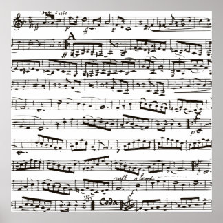 Poster Notas musicais em preto e branco