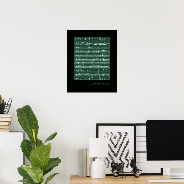 Pôster notas musicais paredes decorativas (Escritório em casa)