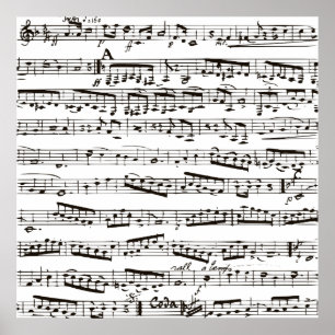 Poster Notas musicais preto e branco
