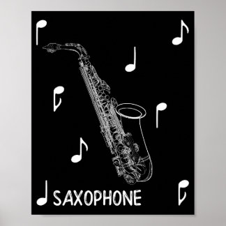 Poster Notas Musicais Saxofone