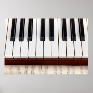 Poster notas musicais sobre o fundo de uma pianoacústica