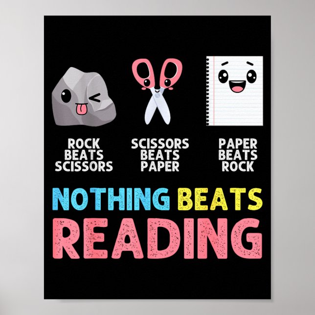 Poster Nothing Beats Reading Funny Rock Paper Scissors  (Frente)