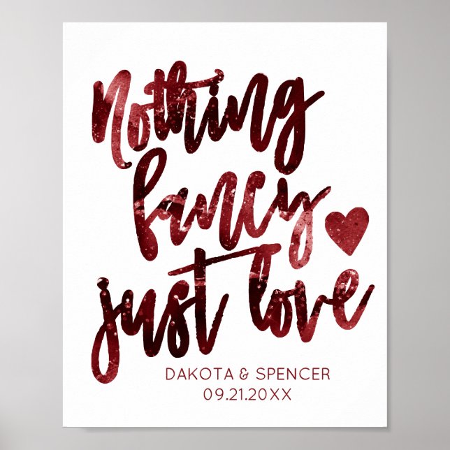 Poster Nothing Fancy Just Love | Dark Crimson Red Wedding (Frente)