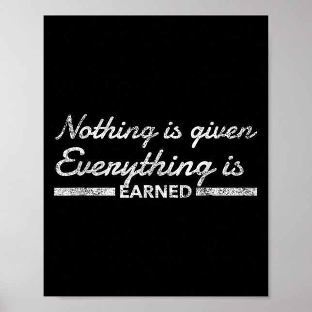 Poster Nothing Is Given Everything Is Earned Motivational (Frente)