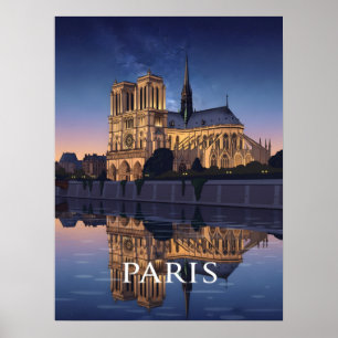 Poster Notre Dame Cathedra Paris França