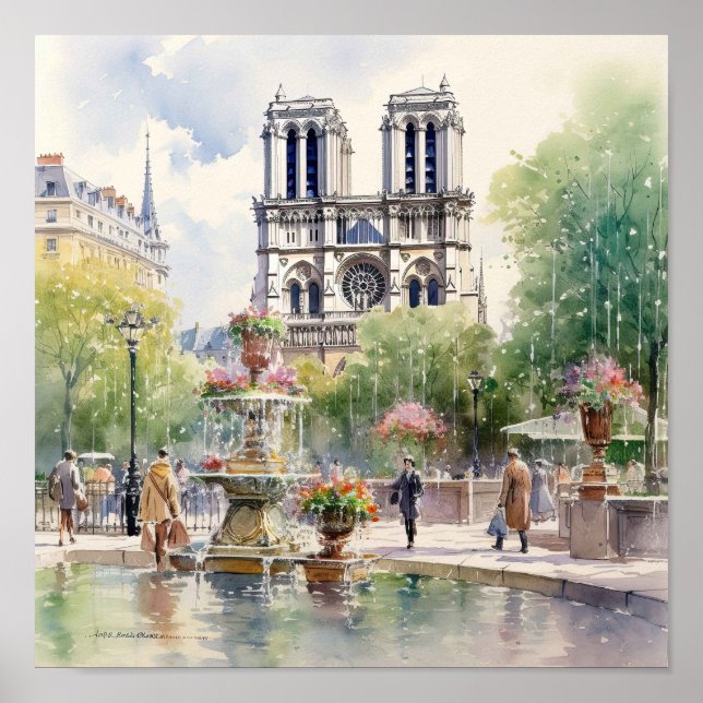 Poster Notre Dame Catherdral Paris Fine Art (Frente)