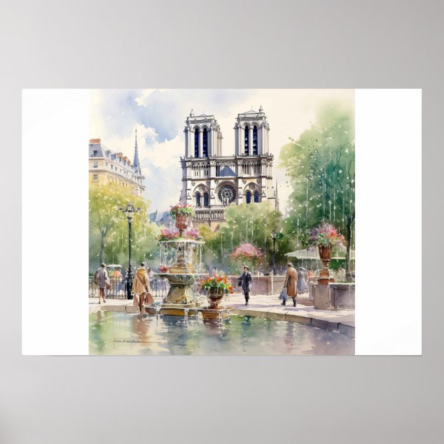 Poster Notre Dame Catherdral Paris Fine Art (Frente)