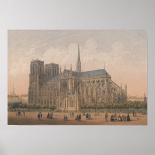 Poster Notre Dame, Paris Lithograph by Charles Rivière