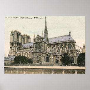 Pôster Notre Dame, vintage de Paris