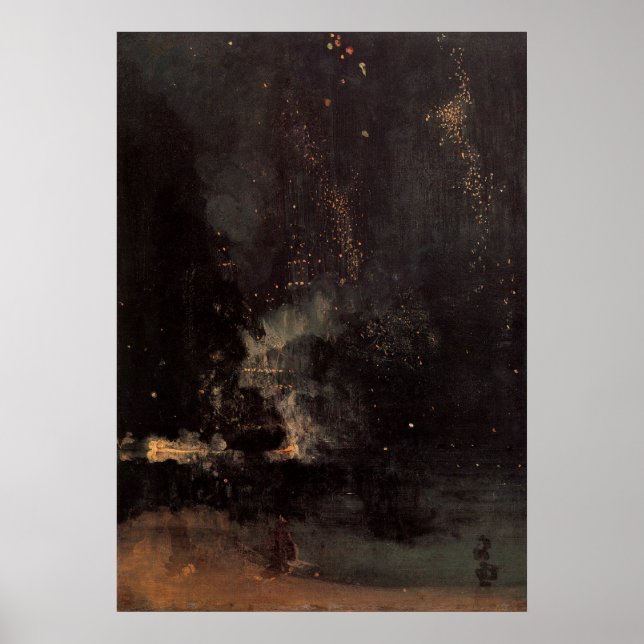Pôster Noturna De Preto E Dourado O Foguete Caindo (Frente)