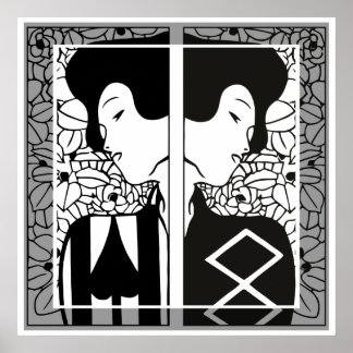 Pôster Nouveau de arte preto-e-branco
