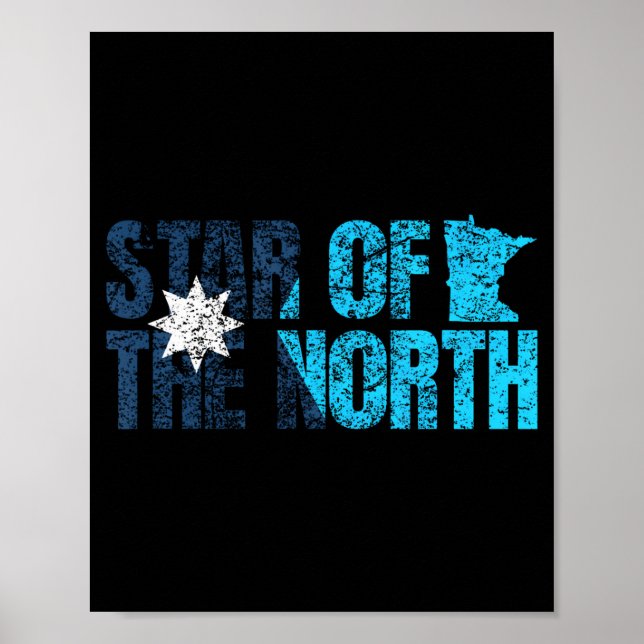 Poster Nova Bandeira do Estado de Minnesota Mn Estrela do (Frente)