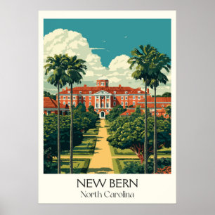 Poster Nova Berna Carolina do Norte Vintage Arte Doméstic