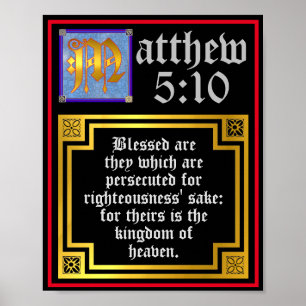Poster Nova Cotação do Testamento Matthew 5 10 Belatitude