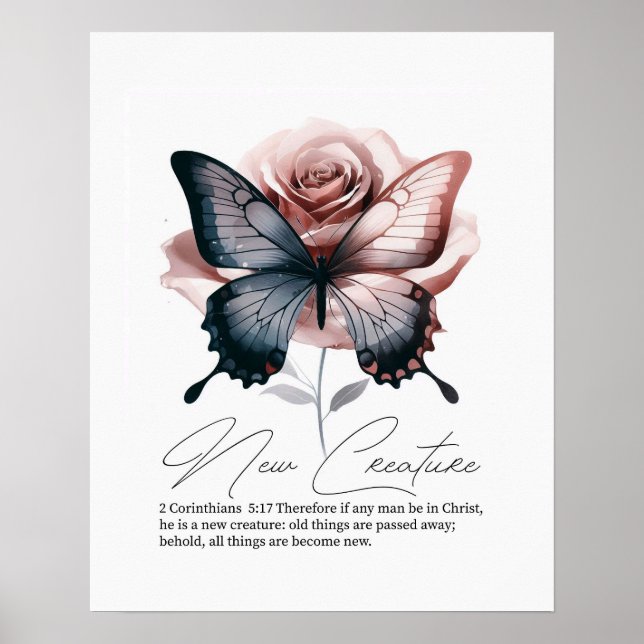 Poster Nova criatura, arte de parede cristã com versículo (Frente)
