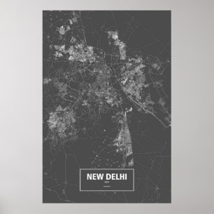 Pôster Nova Deli, India (branco no preto)