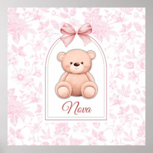 Poster Nova   Design de Enfermeiro de Urso Rosa Personali
